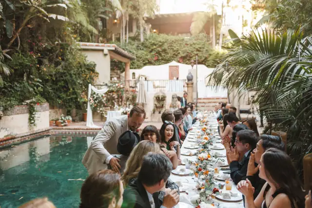Jenny and Ken wedding at the Hollywood Hills in Los Angeles — Spanish tile & the pool, photograph 7